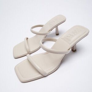 Zara Women's Cream Heeled Sandals